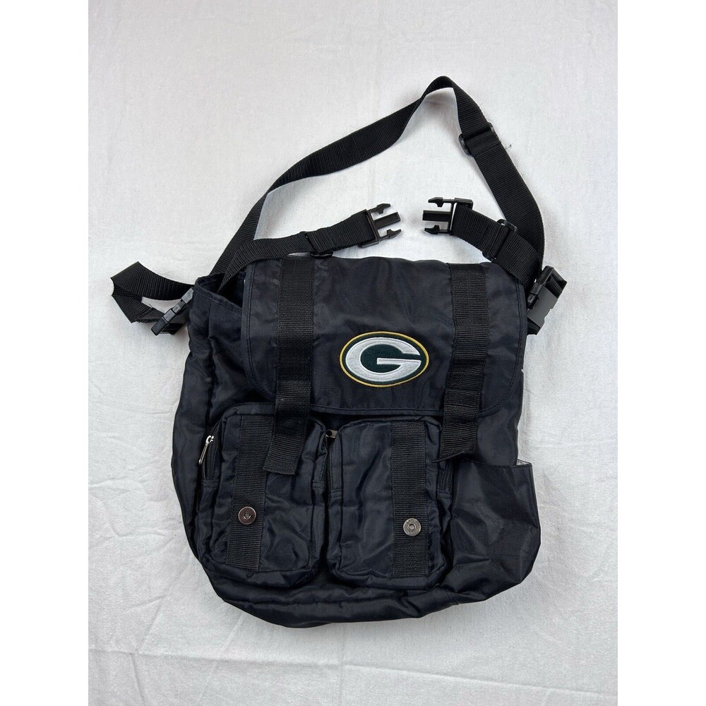 NFL Green Bay Packers Crossbody Messenger Bag Diaper Bag Black Compartments